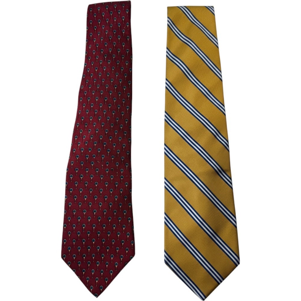 Brooks Brothers Makers Mens Silk Neck Tie Set of 2